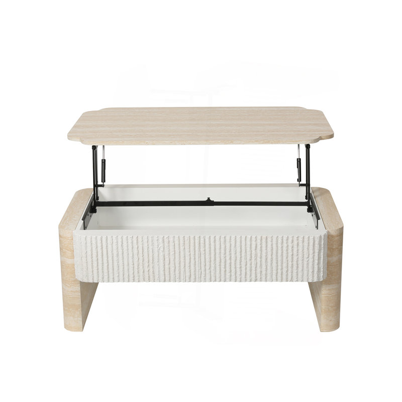 Table basse à plateau relevable, bureau moderne en bois avec rangement caché, 15.55" H x 39.37" W x 23.62" D