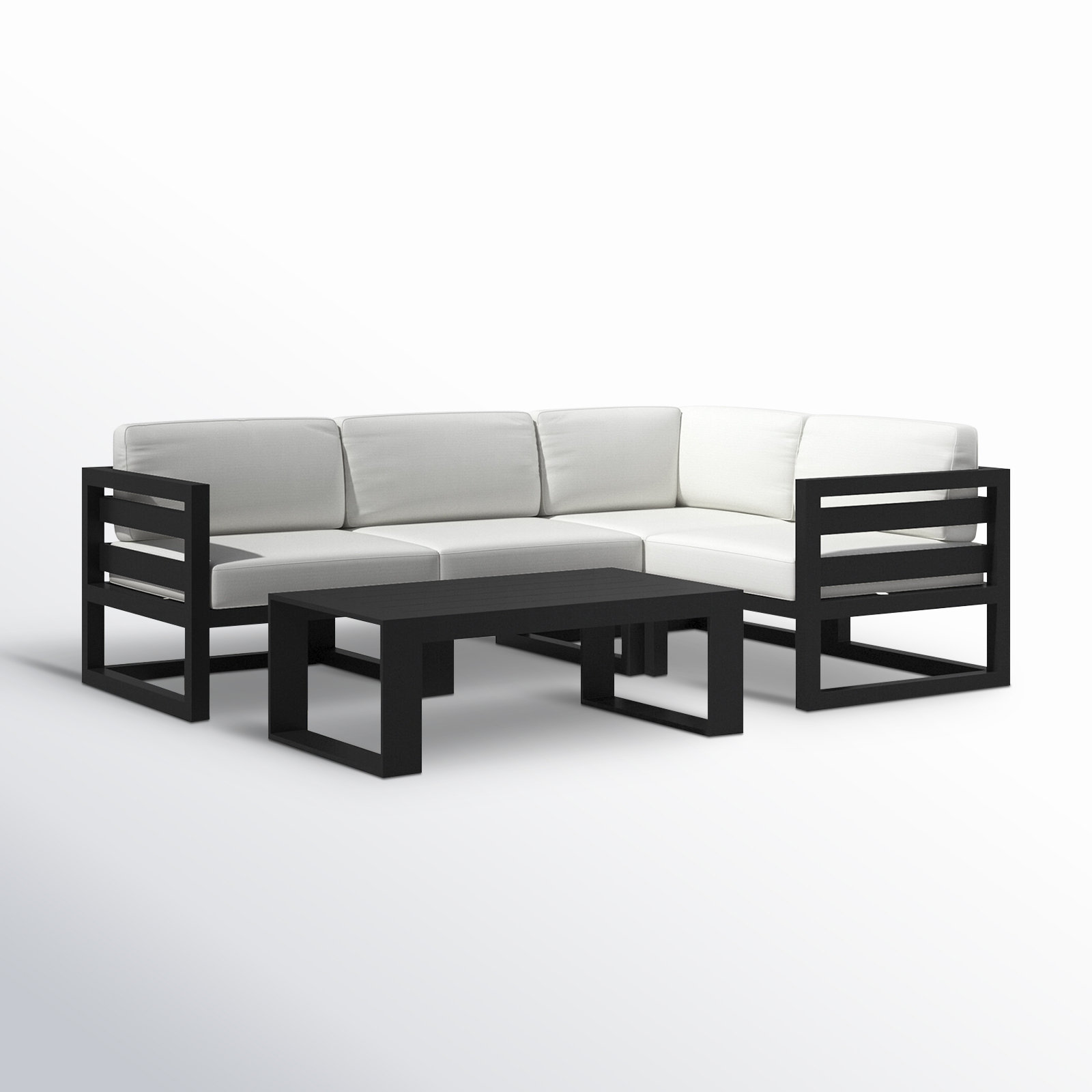 Smith 4 - Person Modular Patio Conversation Set with Sunbrella® Cushions, Canvas Natural, Black