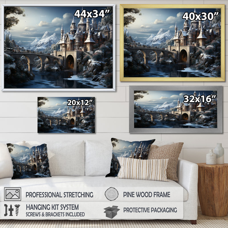 " Winter Castle ", Gold Floater Framed, 24" H x 32" W x 1" D