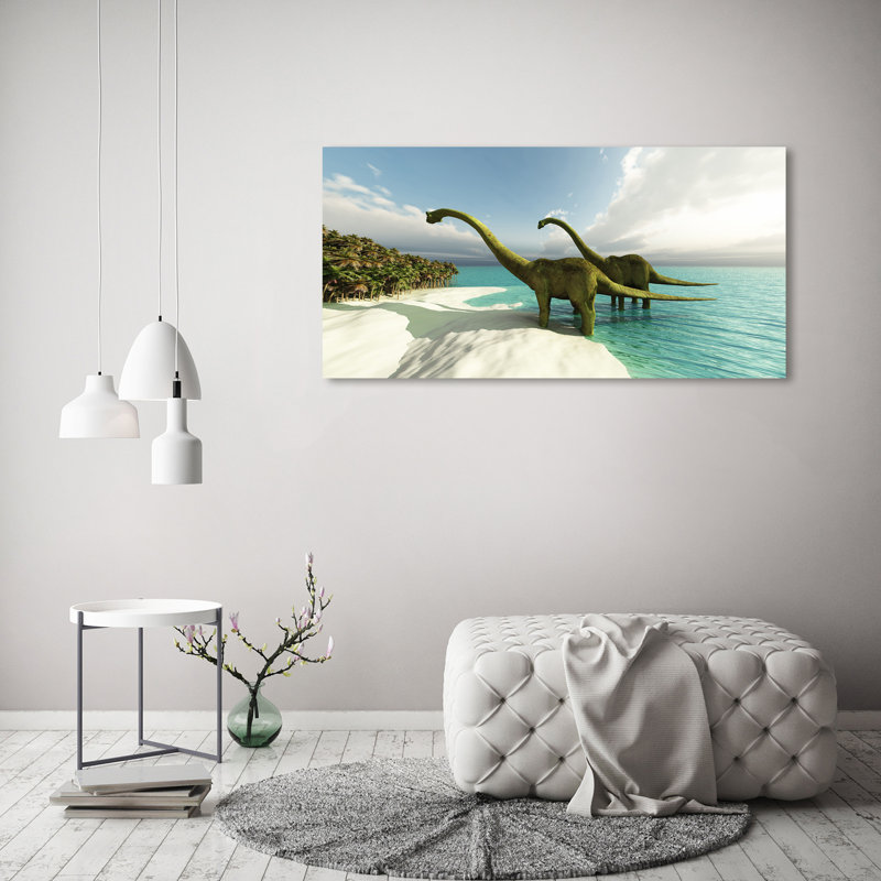 Dinosaurs On The Beach - Wrapped Canvas Print