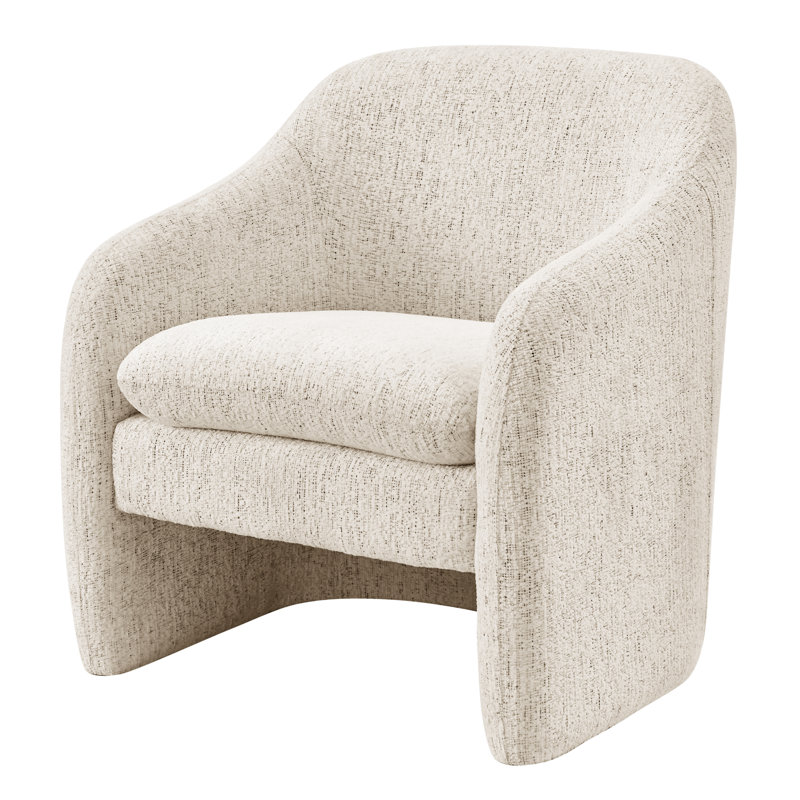 Bajram Upholstered Barrel Armchair, White Boucle