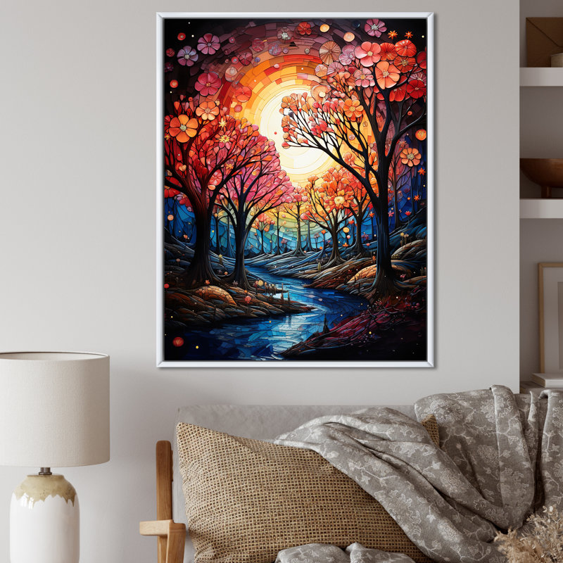 Toile mauve et rose IV sur toile, H 44 po x l 34 po x P 1,5 po, Cadre flottant blanc