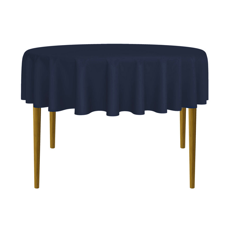 Solid Color Round Tablecloth, 120" L x 120" W, Navy Blue, 1