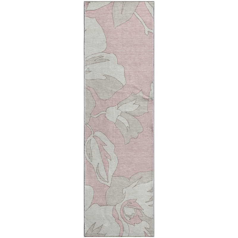 Premium Machine Washable Prisco Pink Rug, Runner 2'3" x 7'6"