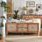 Rattan And Wood TV Stand With Storage, Mid Century Design For Modern And Boho Living Rooms, Spacious Media Console