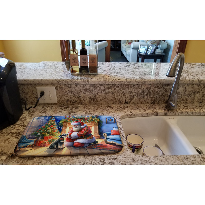 Tapis de vaisselle Schnauzer and Santa Claus