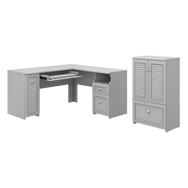 Paelynn L-Shaped Executive Desk, Cape Cod Gray