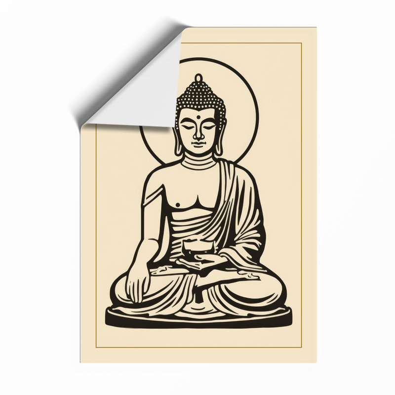 Buddha in Meditation Minimalist - Framed Print, A3 - 42.0 x 29.7 cm, Unframed