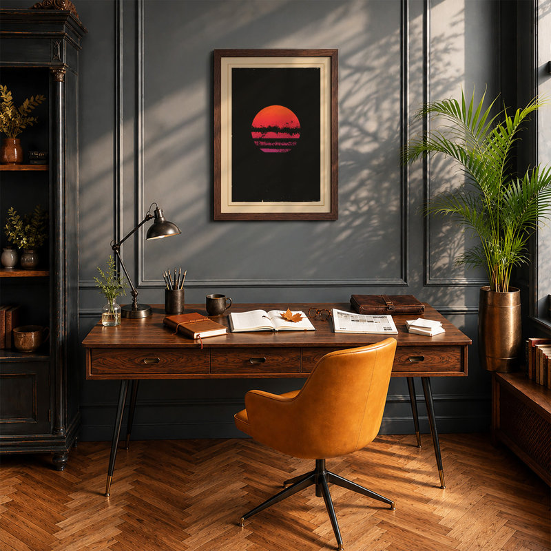 Sun In Silence Minimalist - Print, Walnut, A4 - 29.7 x 21.0 cm