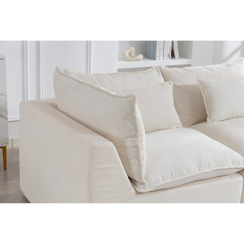 Canapés modulaires 3 places surdimensionnés, pouf en tissu de coton, salon moderne