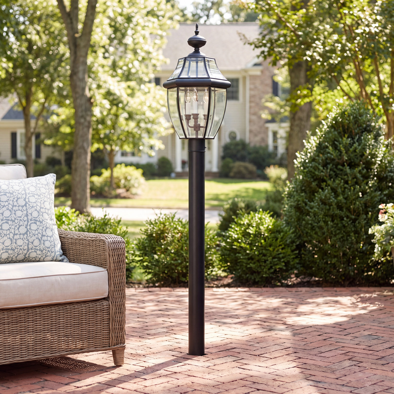 Beveled Metal Outdoor Lantern Head, Black, No