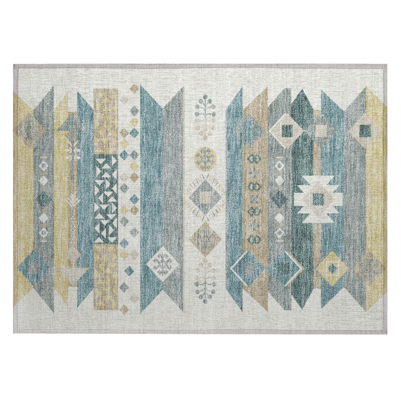 Machine Washable Indoor/Outdoor Chantille ACN2499 Global Rug, 1'8" x 2'6", Ivory