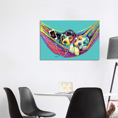 Couple hamac turquoise par P.D. Moreno - peinture sur toile tendue