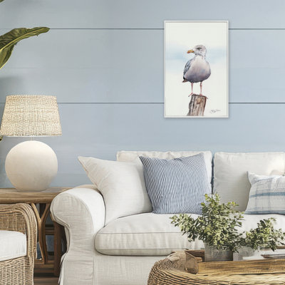 Seaside Seagull Perch Framed Giclee, design by Cady Driver