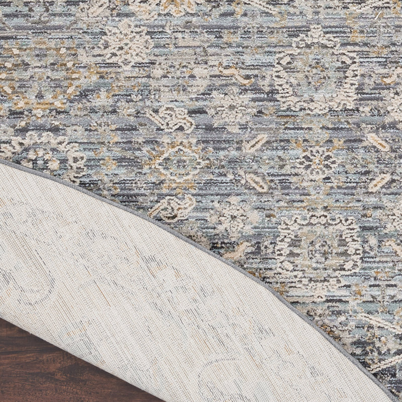 Tapis oriental gris tissé à la machine Hajeb, Rond 7 pi 10 po