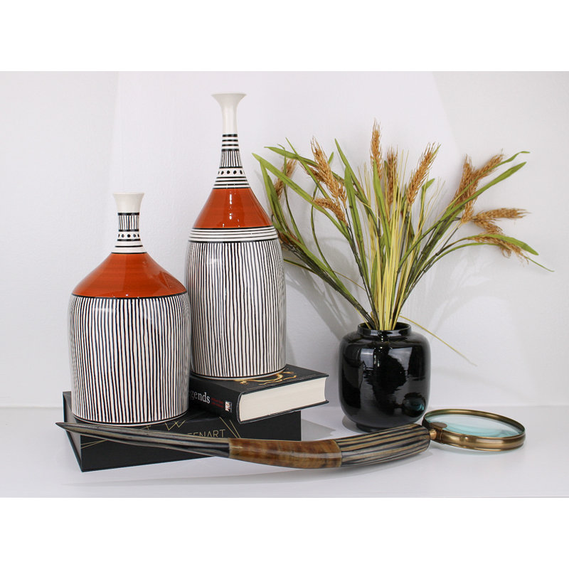 African Handmade Ceramic Table Vase