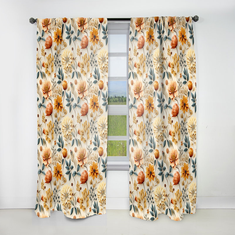 Earthy Multicolor Pallet Botanical - Rideau floral - Rideau floral obscurcissant - 1 panneau, L 52 po x L 63 po