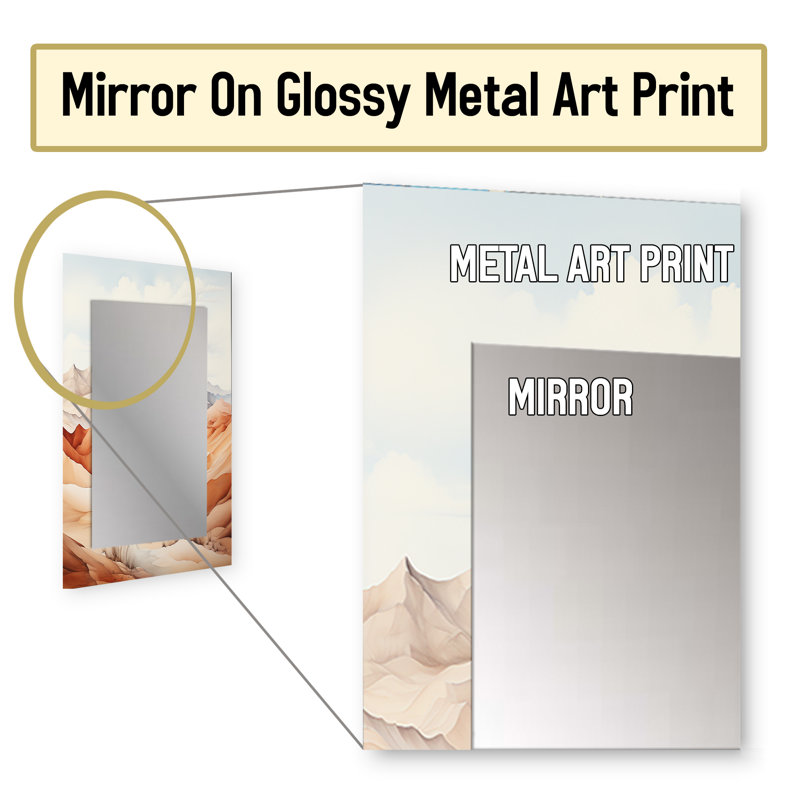 Saharas Desert Silence - miroir du désert, miroir mural décoratif global, impression d'art en métal, 40 po x 30 po