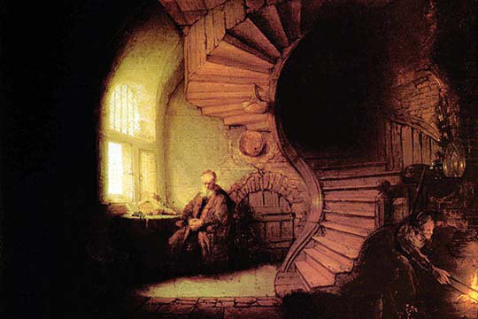 « the philosopher » par rembrandt van rijn, reproduction d’art