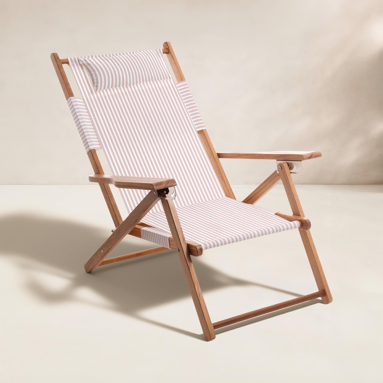Reclining Beach Chair with Cushion, Lauren's Pink Stripe