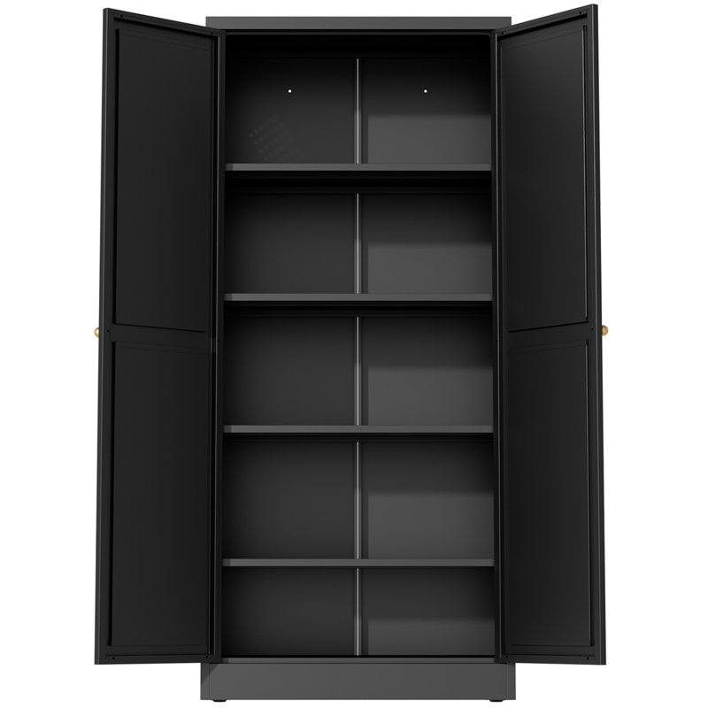 Rangement réglable en métal pour garde-manger avec 4 tablettes, noir