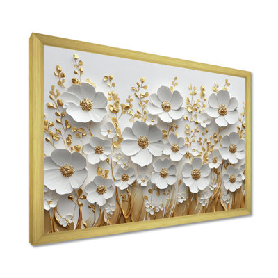 Moulier Widlflowers, fleurs crémeuses dorées à l'état sauvage - Art mural fleurs sauvages
