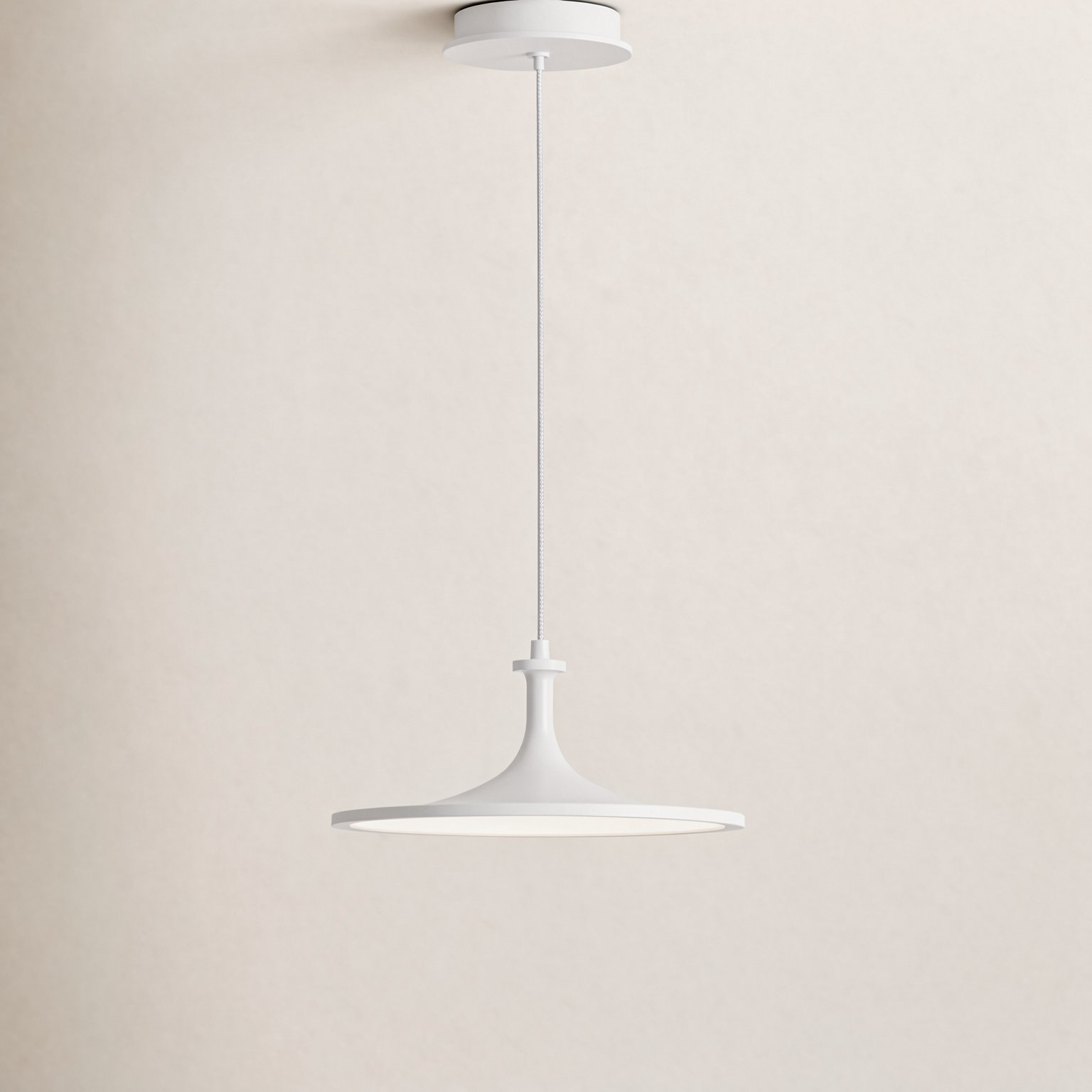 Daveney Single Light Dimmable LED Pendant, White, 5.25" H x 12" W x 12" D