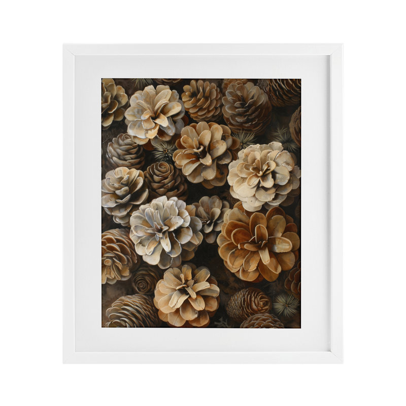 «Pinecone Arrangement Rustic Botanicals», reproduction encadrée sous verre, design by Creative Studio, 21 x 17