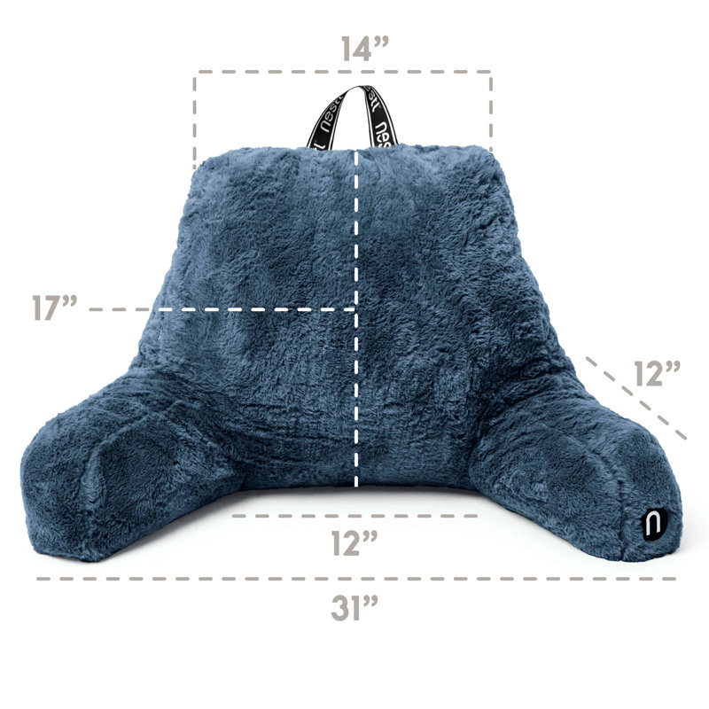 Faux Fur Reading Backrest Pillow, Blue