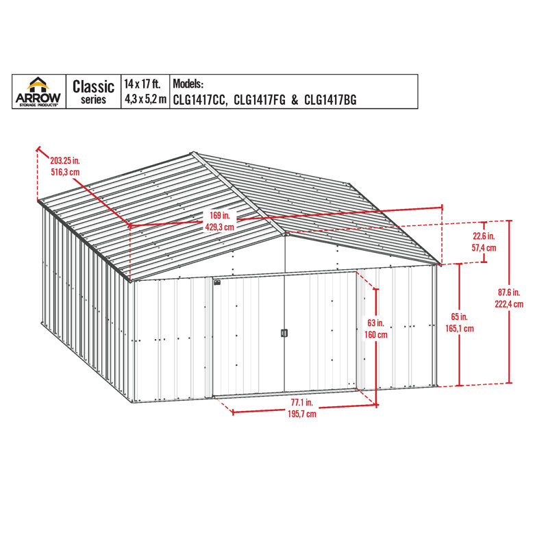 Large Flute Grey Steel Outdoor Storage Shed
