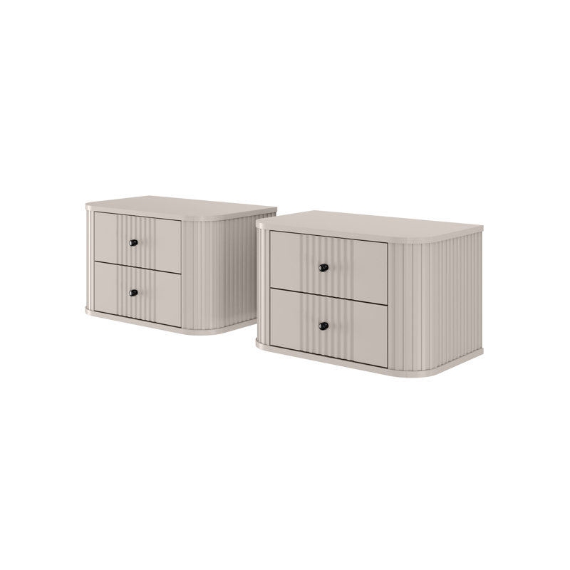 Dayzee 56cm W Manufactured Wood Bedside Table, Cashmere, Cashmere, Cashmere/Black
