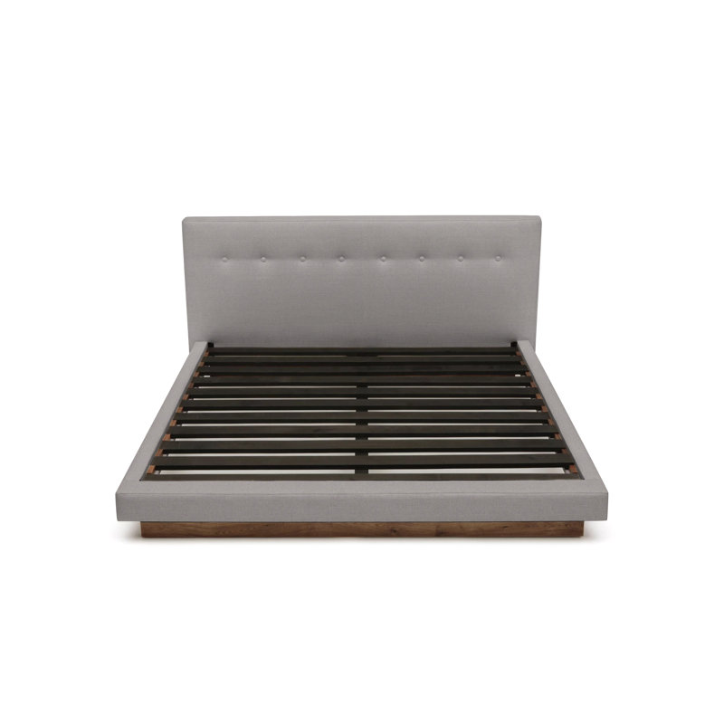 LRG Upholstered Platform Bed, King, Zinc Linen Blend