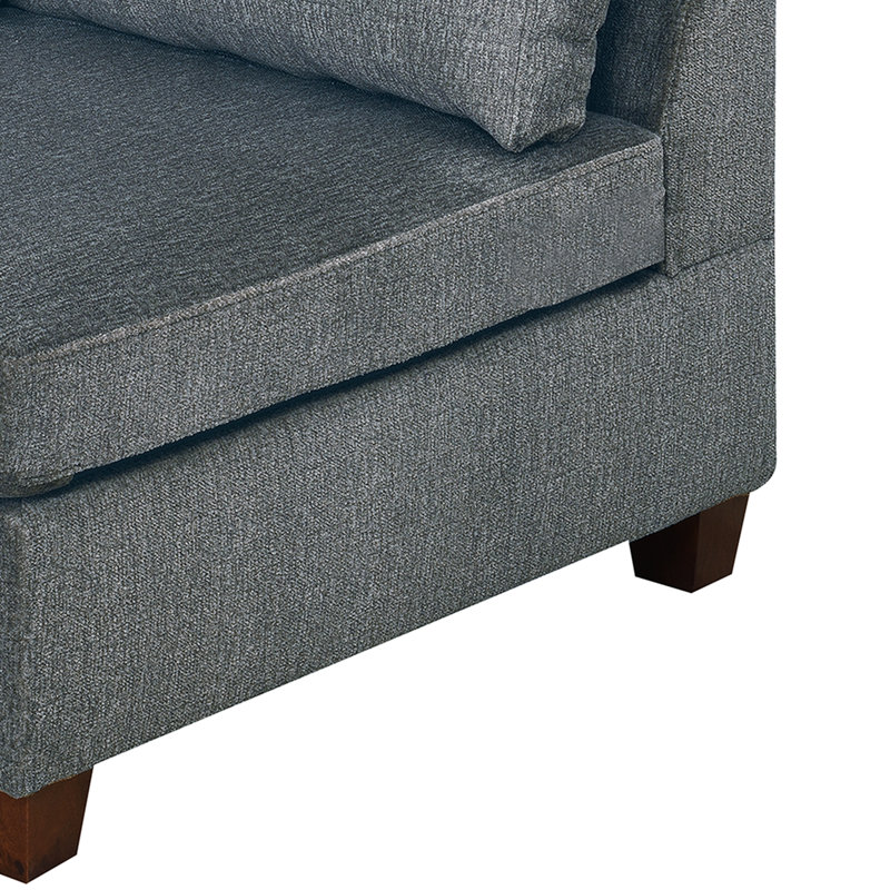 Chaise modulaire en tissu de chenille 4 pièces gris