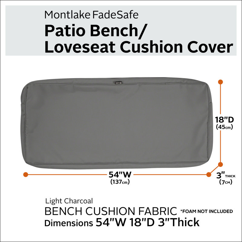 Pina Outdoor 3'' Bench Cushion Cover, 3" H x 59"W x 18"D, Charcoal gray