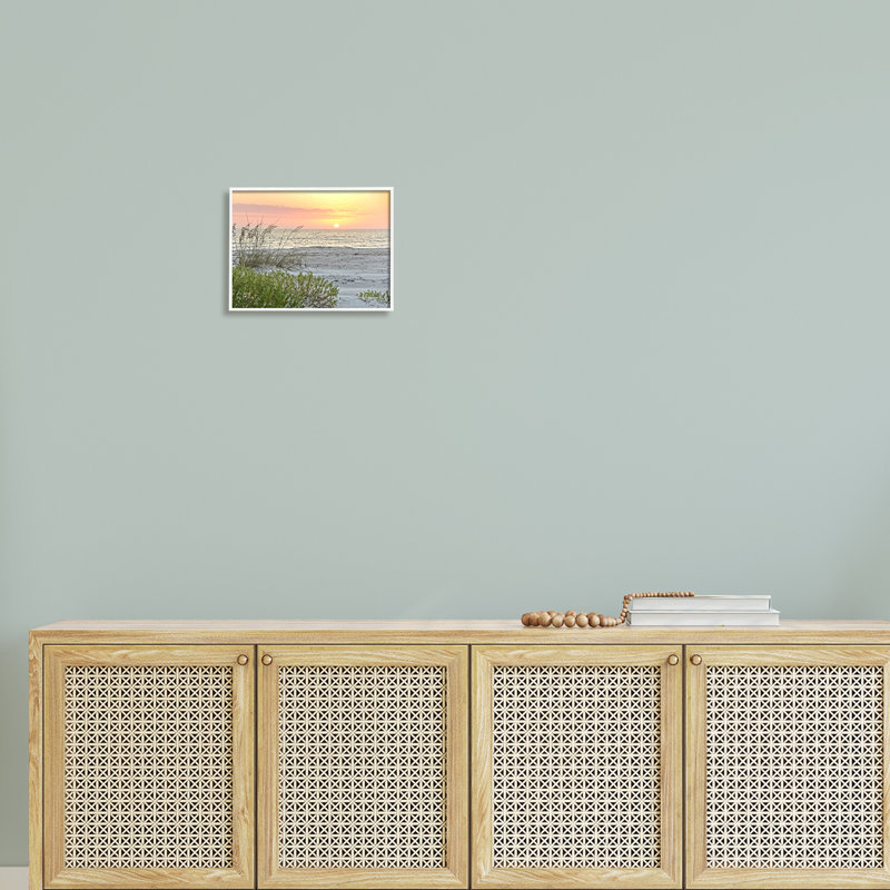 «Ocean Shore Reeds Sunset Horizon», art mural texturé par Mary Lou, H 11 po x l 14 po x P 1,5 po