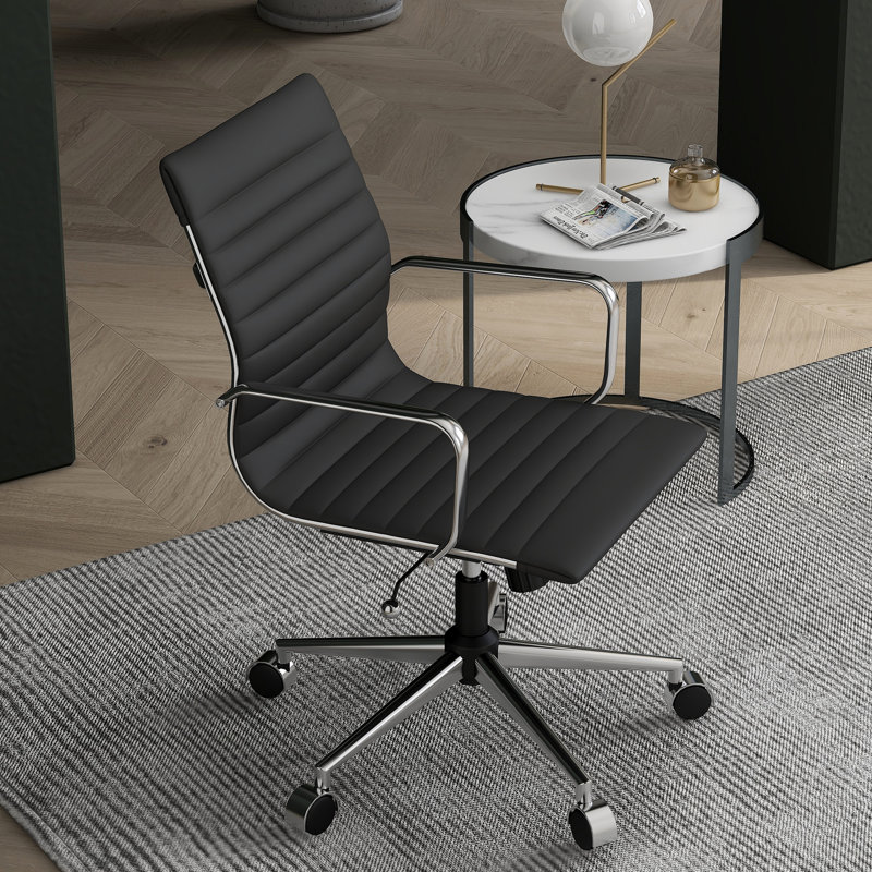 Fauteuil de conférence ergonomique à dossier moyen Rogalski, Noir, Argent