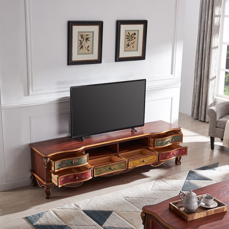 Meuble télé rétro peint, H 20,47 po x L 70,87 po x l 17,72 po, Brun