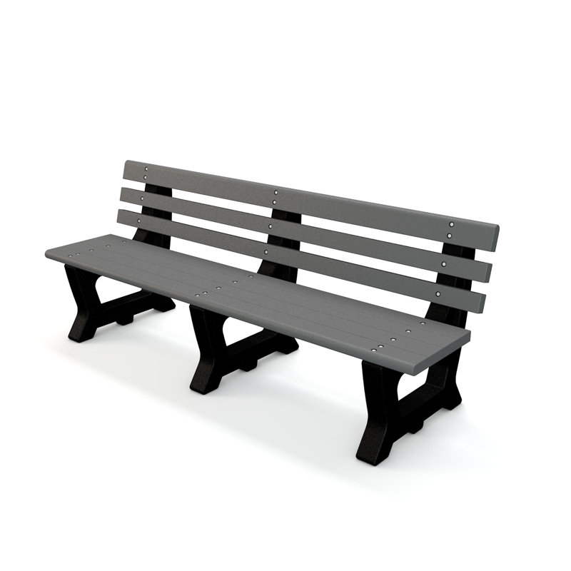 Adams Brooklyn Recycled Plastic Park Bench, Grey, L-Bracket, 4'