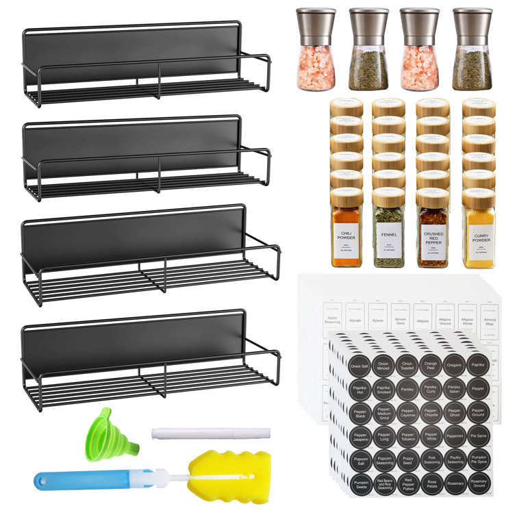 4 Pack Magnetic Spice Storage Rack Organizer for Refrigerator and