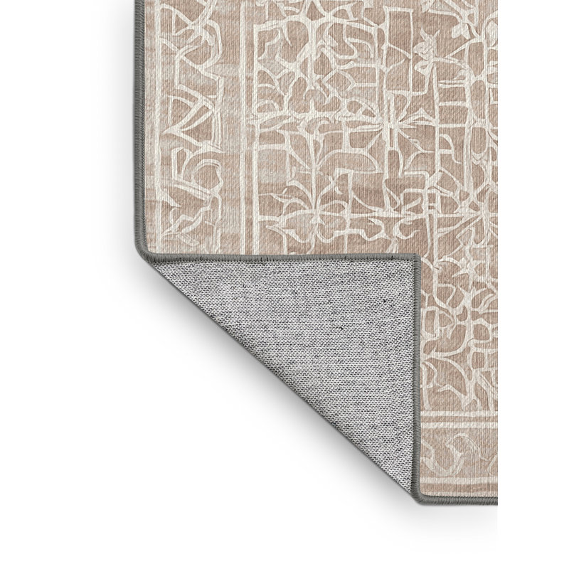Machine Washable Gray Area Rug, Round 4'