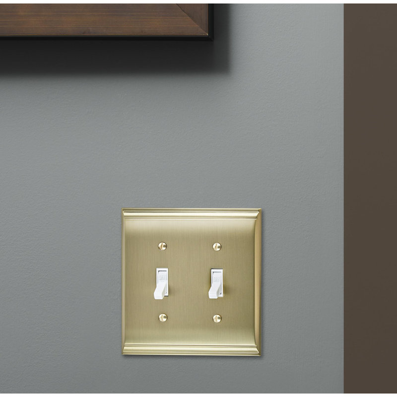 Candler 2-Gang Toggle Light Switch Wall Plate, Golden Champagne
