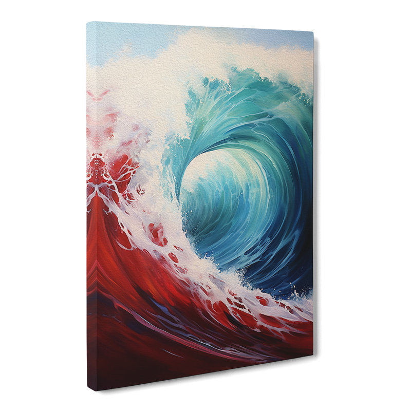Wave Modern Hard Edge Painting Art No.2 - Wrapped Canvas, 50cm H x 35cm W x 3cm D