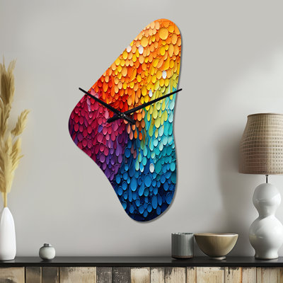 Hardedge Art Contrasting Cadence I - Boomerang Shape Unique Hard Edge Painting Wall Clock