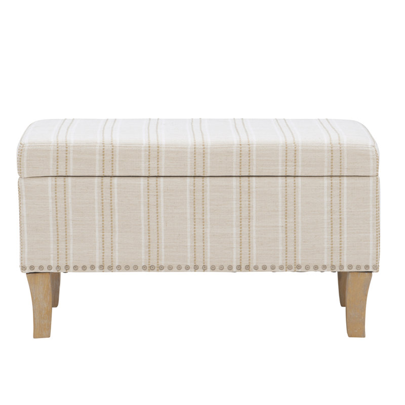 Pierro Upholstered Storage Bench, Gray Striped