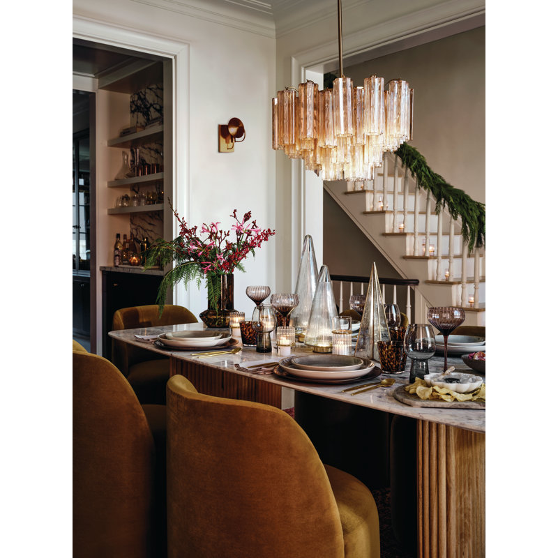 Arras Dimmable Tiered Chandelier, Aged Brass, Yellow, 14.25" H x 22" W x 22" D