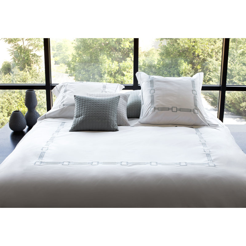 Retro Percale Flat Sheet, King Flat Sheet, Wilton Blue