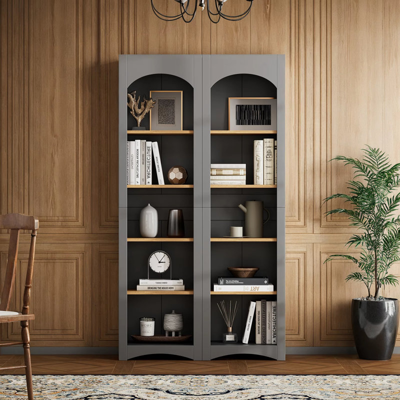 Armoire de rangement Farmhouse deux tons avec tablettes réglables, Gris