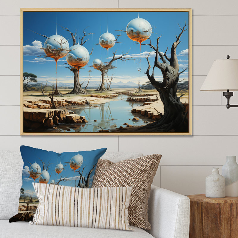 Impression sur toile, chef-d'œuvre «The Persistance Of Memory», H 12 po x l 20 po x P 1 po, Cadre naturel flottant