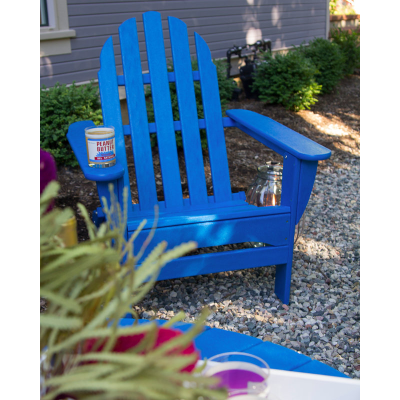 POLYWOOD Classic Adirondack Folding Adirondack 5-Piece Conversation Group, Pacific Blue/Green