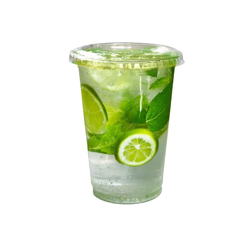 Gobelets jetables en plastique transparent 32 oz avec couvercles plats pour boissons froides, café glacé, boissons gazeuses, cocktails et tasses de fête (50)